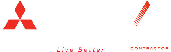 Mitsubishi Electric Cooling & Heating logo with Diamond Contractor badge.